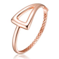 Sterling Silver with Rose Gold Plating Triangle Geometric Bangle - HK Jewels