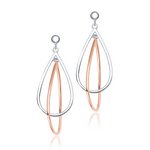 Sterling Silver Two-Tone Flame Shape Dangling Earrings - HK Jewels