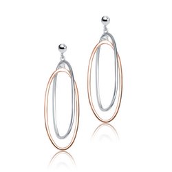 Sterling Silver Two-Tone Oval Earrings - HK Jewels