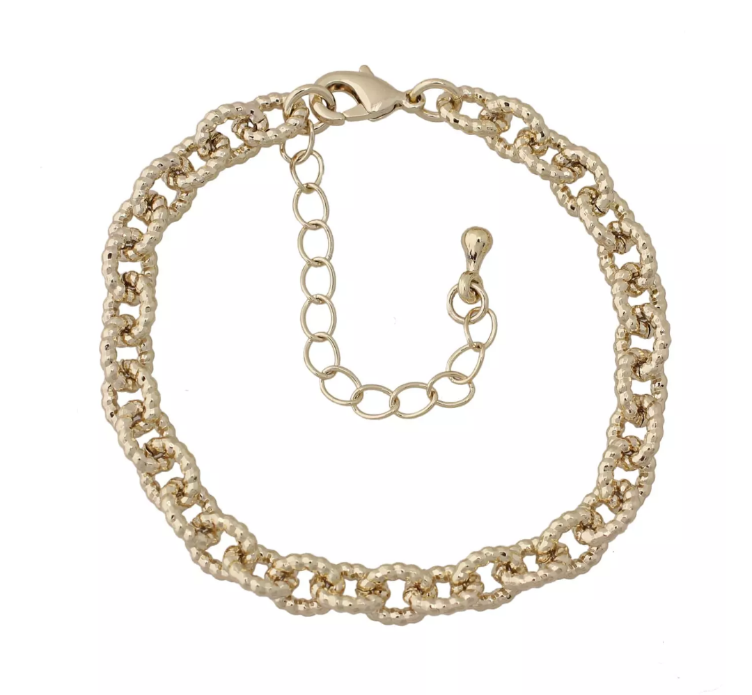 Gold Sparkle Chain Link Bracelet - HK Jewels