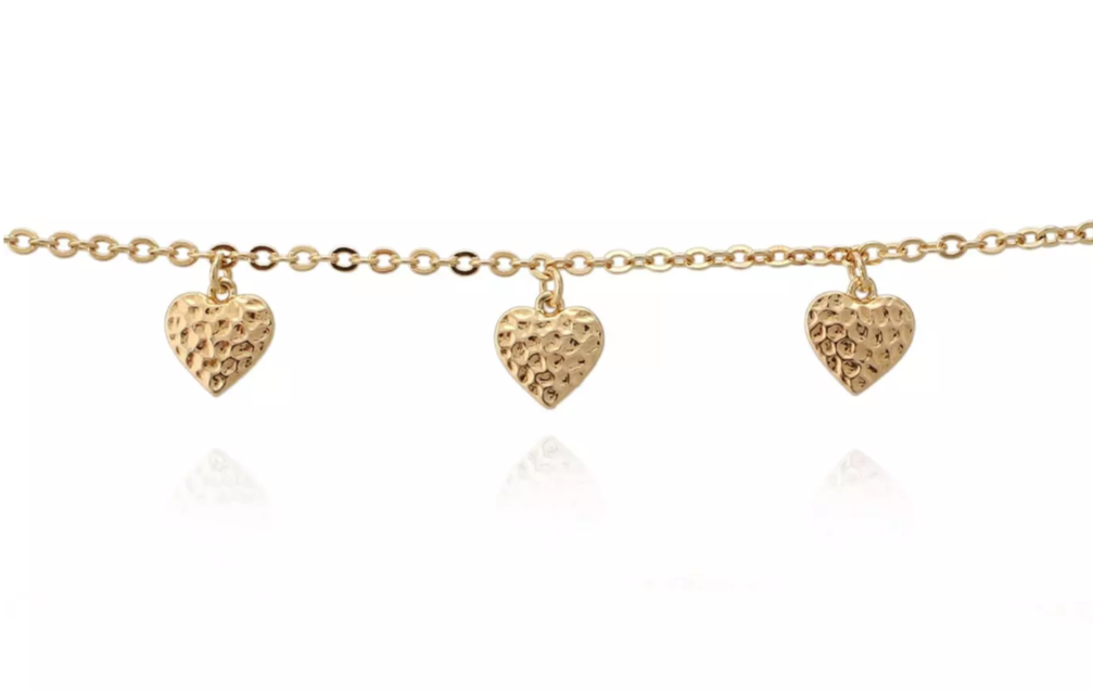 Hanging Hammered Hearts Bracelet - HK Jewels