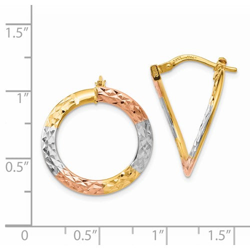 14k White and Rose Plated and Polished Twisted Hoop Earrings - HK Jewels