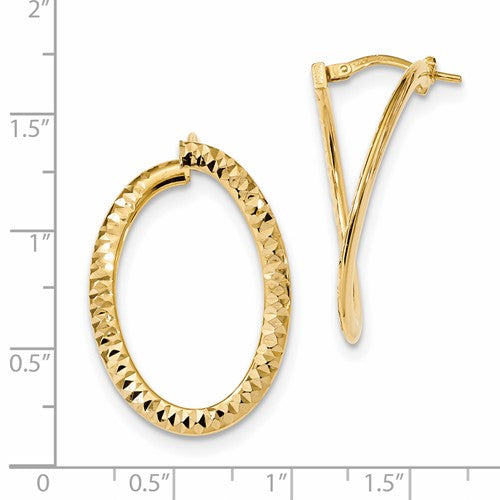 14k Gold Front Facing  Oval Loop Textured Earring - HK Jewels