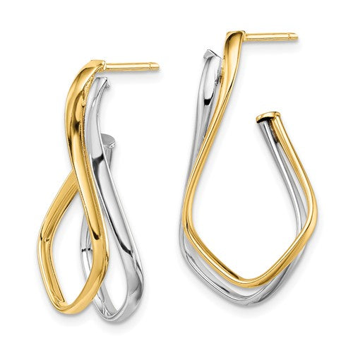 14k Two-tone Twisted Fancy Post Earrings - HK Jewels