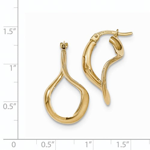 14K Gold Polished Oval Twisted Hoop Earrings - HK Jewels