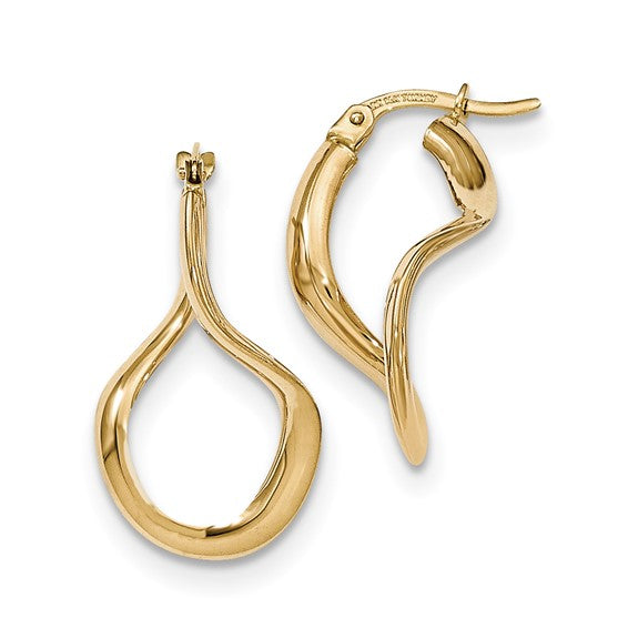 14K Gold Polished Oval Twisted Hoop Earrings - HK Jewels