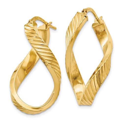 14K Twisted Oval Hoop Earrings - HK Jewels