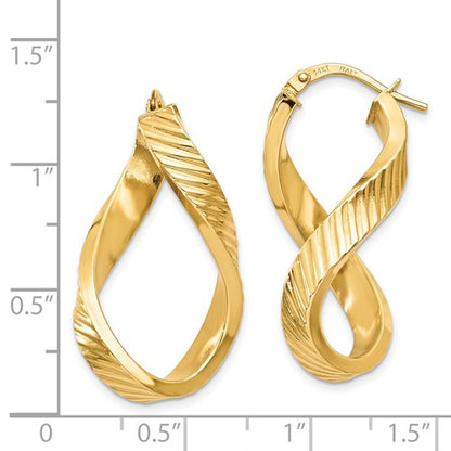 14K Twisted Oval Hoop Earrings - HK Jewels