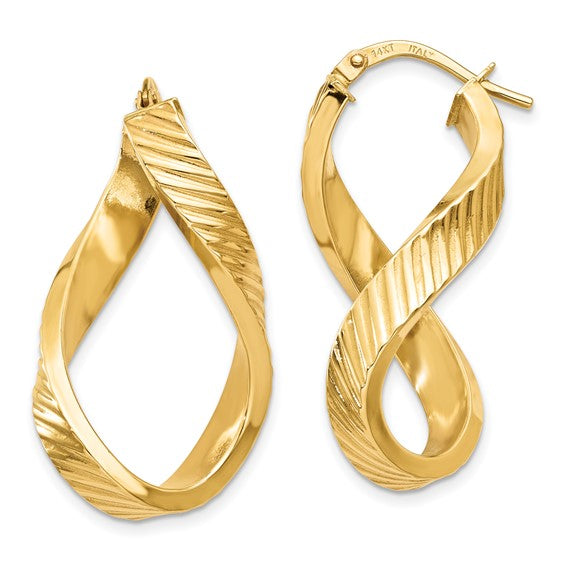 14K Twisted Oval Hoop Earrings - HK Jewels