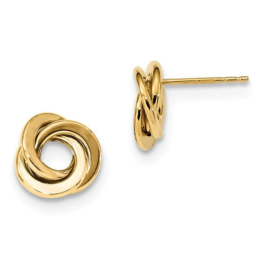 14K Polished Love Knot Post Earrings - HK Jewels