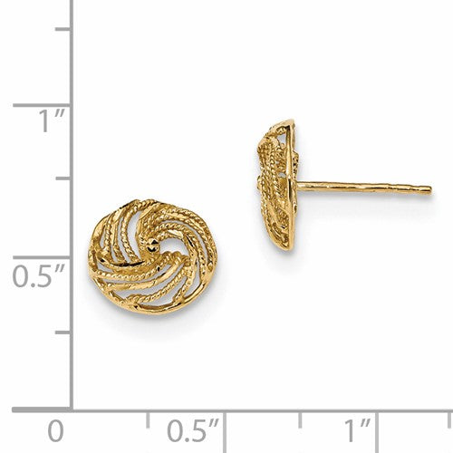 14k Gold Polished and Diamond Cut Love Knot Post Earrings - HK Jewels