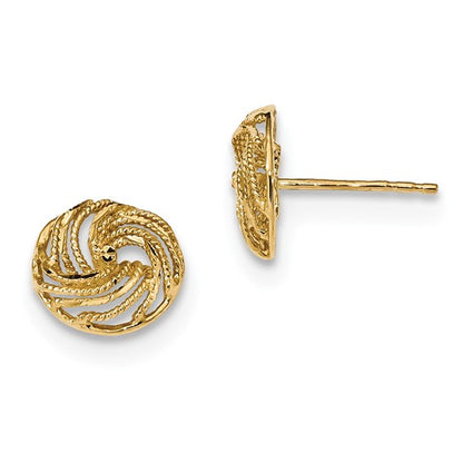 14k Gold Polished and Diamond Cut Love Knot Post Earrings - HK Jewels