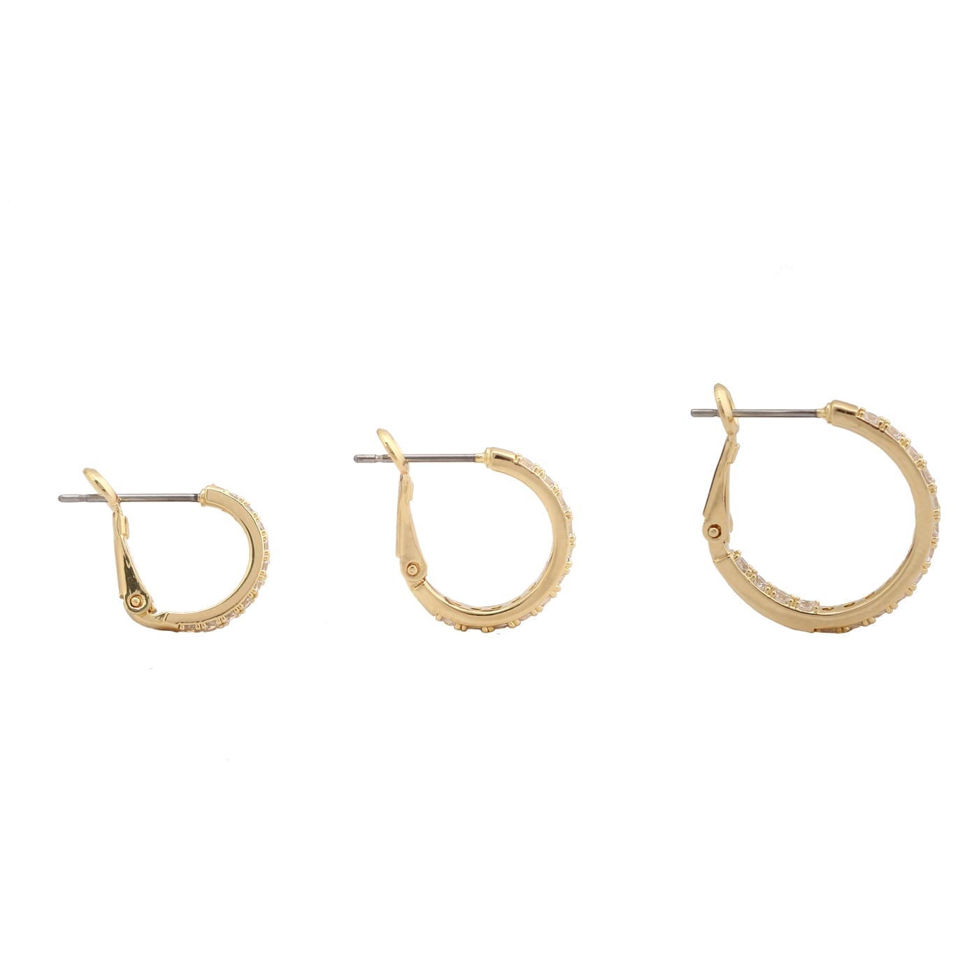 Thin CZ Hoop Huggie Earring-Medium - HK Jewels