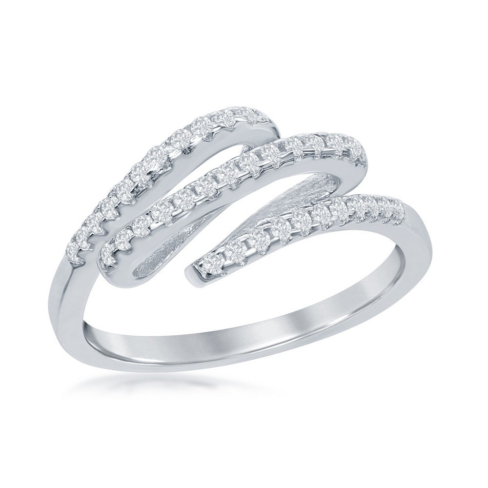 Sterling Silver Triple CZ Row Ring - HK Jewels