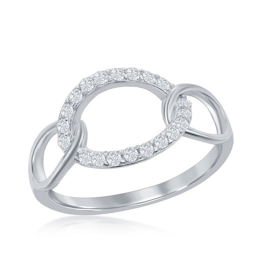 Sterling Silver Oval CZ Linked Ring - HK Jewels