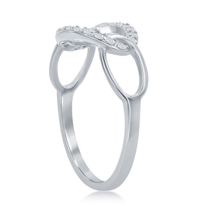 Sterling Silver Oval CZ Linked Ring - HK Jewels