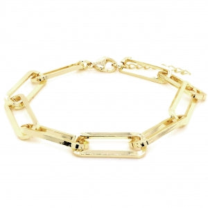 GOLD PLATED PAPER CLIP CHAIN BRACELET - HK Jewels