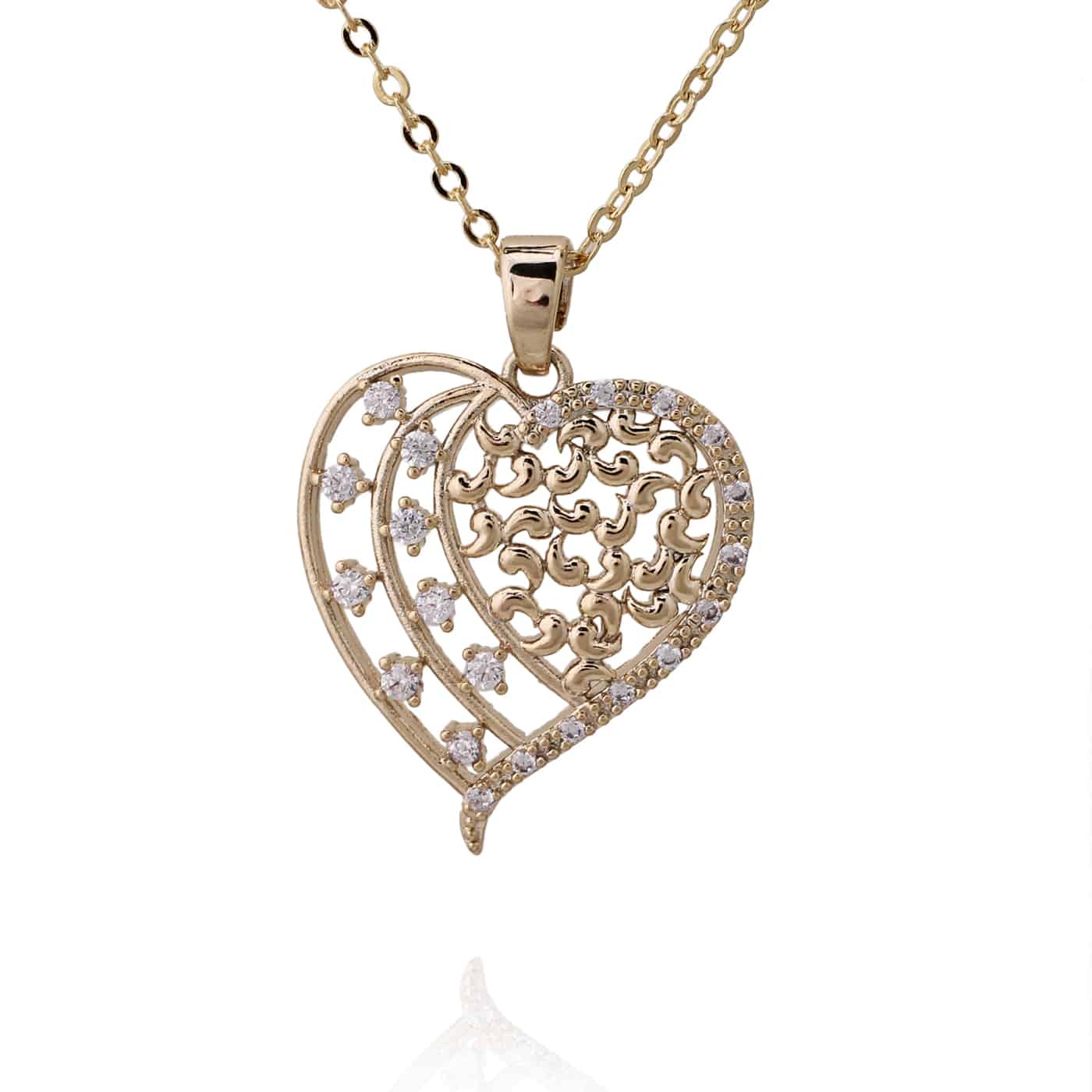 Little Stones Gold Heart Pendant - HK Jewels
