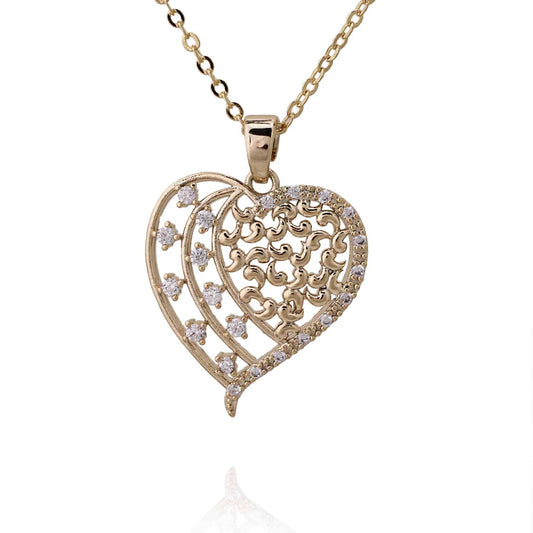 Little Stones Gold Heart Pendant - HK Jewels