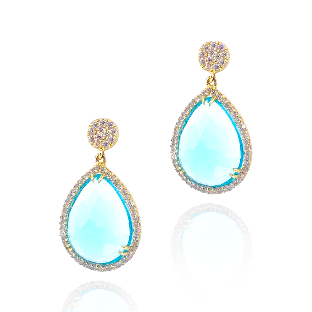 Sterling Silver Teardrop Stone Earrings - HK Jewels