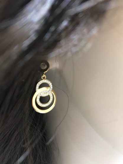 Sterling Silver Gold Plated Circles Earring - HK Jewels