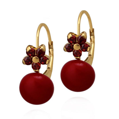 Surgical Steel Red Ball Earrings - HK Jewels