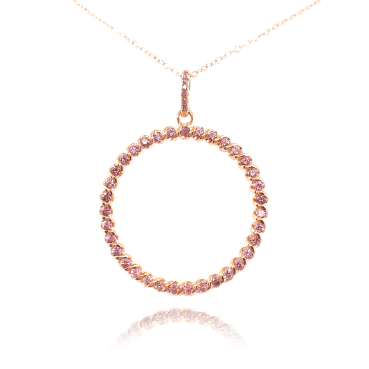 Rose Gold Plated Sterling Silver Circle Pendant - HK Jewels