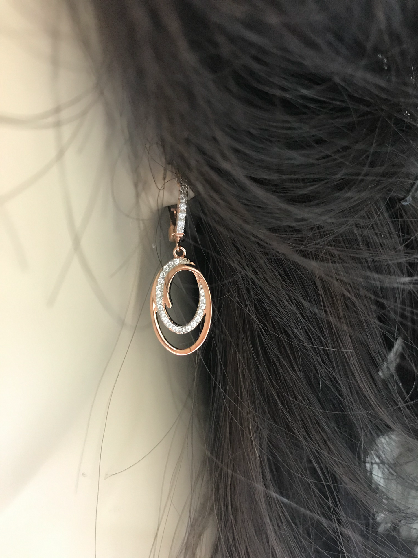 Sterling Silver Rose Gold Plated Oval Earrings - HK Jewels