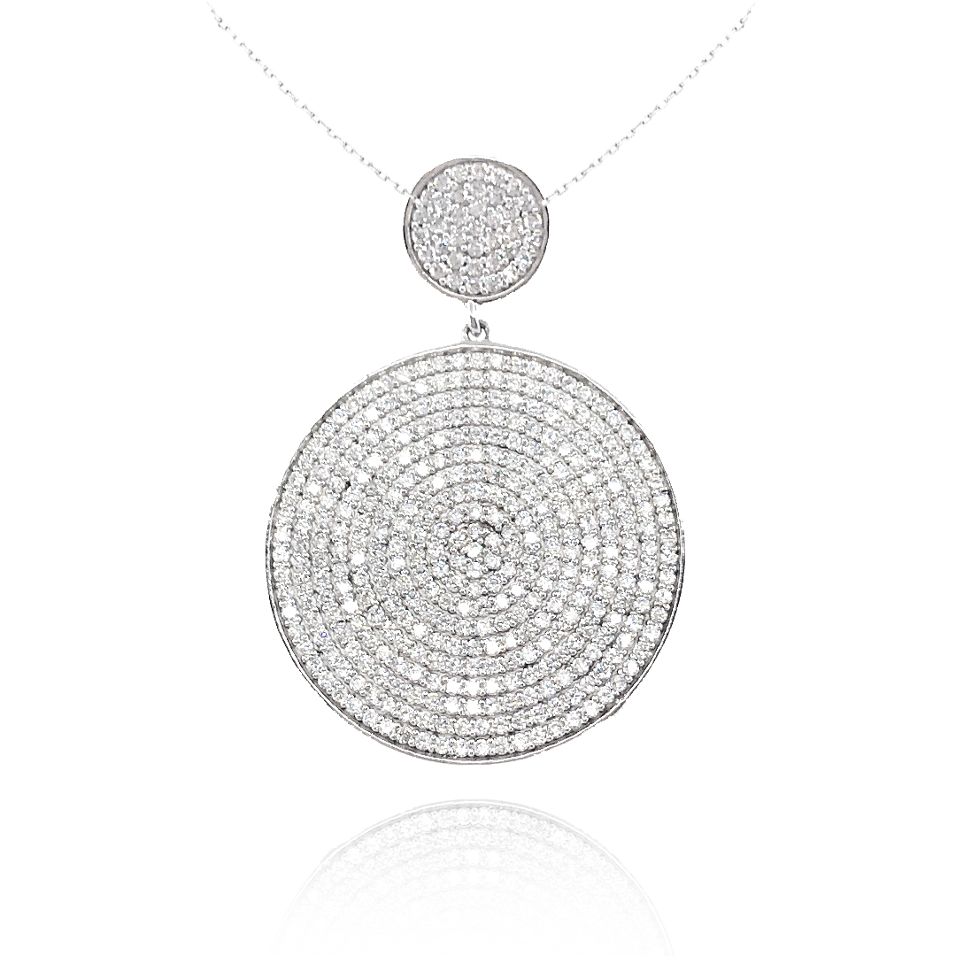 Sterling Silver Micro Pave Circle Pendant - HK Jewels