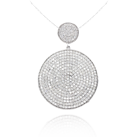 Sterling Silver Micro Pave Circle Pendant - HK Jewels