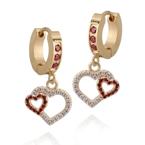 Double Heart Micropave Earrings - HK Jewels