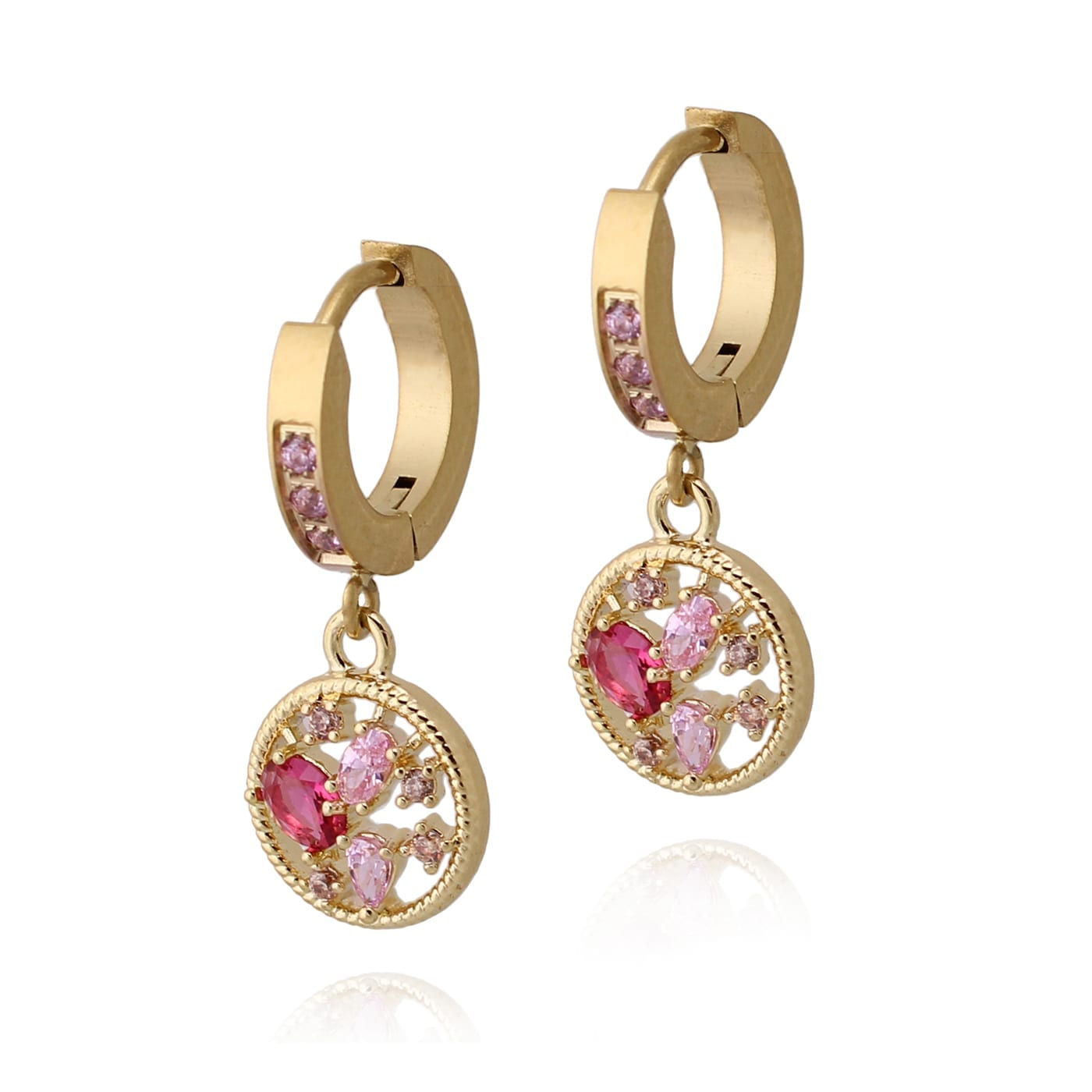 Gold Plated Surgical Steel CZ Circle Earring - HK Jewels