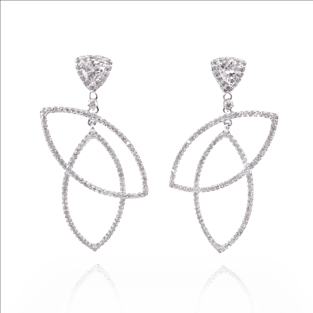 Sterling Silver Marquis-Shape Earrings - HK Jewels