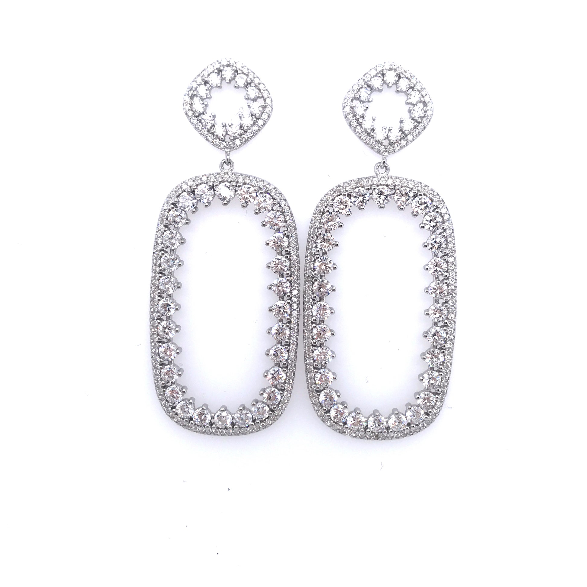 Sterling Silver Rectangle Earrings - HK Jewels