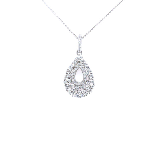 Sterling Silver Small Teardrop CZ Pendant - HK Jewels