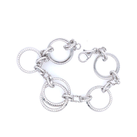Sterling Silver CZ Circles Bracelet - HK Jewels