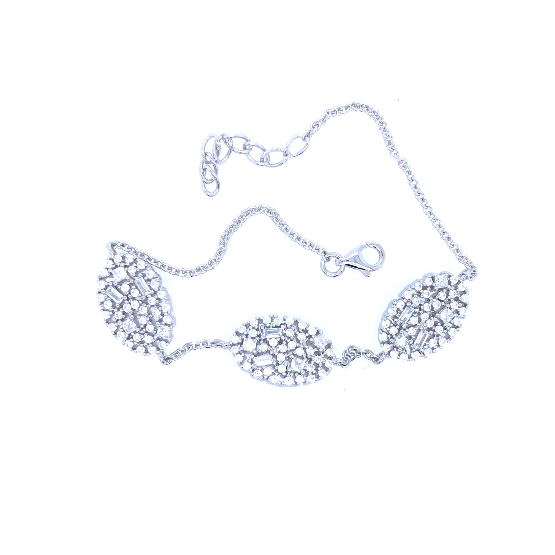 Sterling Silver CZ Ovals Bracelet - HK Jewels
