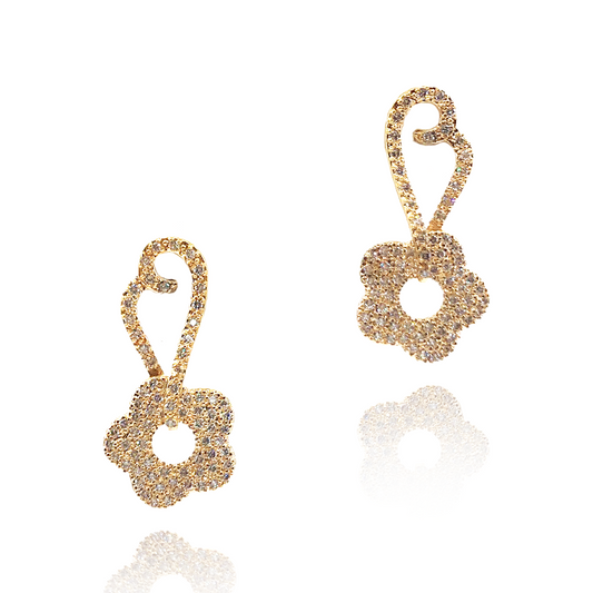 Gold Plated Sterling Silver Flower Earrings - HK Jewels