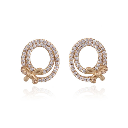 Surgical Steel Oval and Bow Stud Earrings - HK Jewels