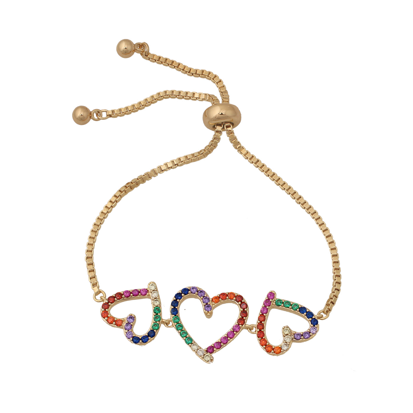 Rainbow Heart Bolo Bracelet - HK Jewels