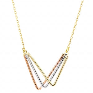 Tri Color Triple "V" Necklace - HK Jewels