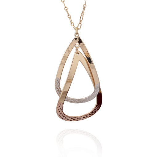 Tricolor Double Teardrop Pendant - HK Jewels