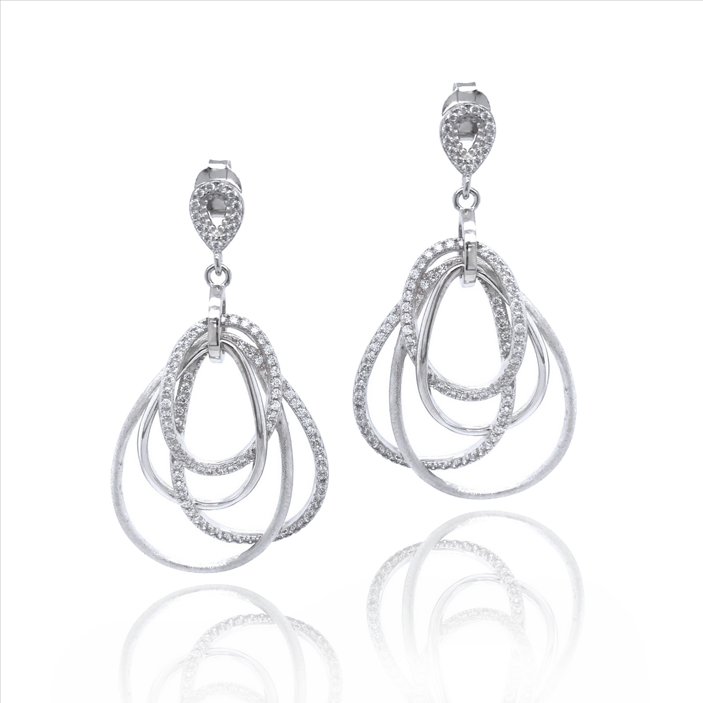 Sterling Silver Multi Oval Earrings - HK Jewels