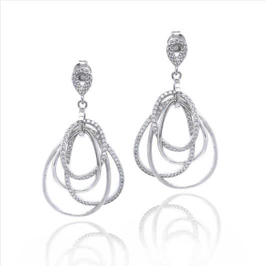 Sterling Silver Multi Oval Earrings - HK Jewels