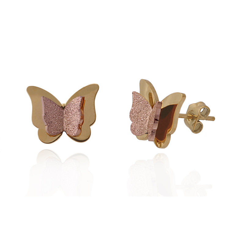 Surgical Steel 3D Butterfly Stud Earrings - HK Jewels