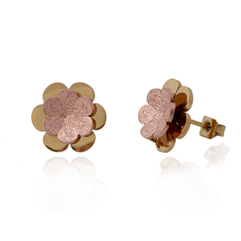 Surgical Steel 3D Flower Stud Earrings - HK Jewels