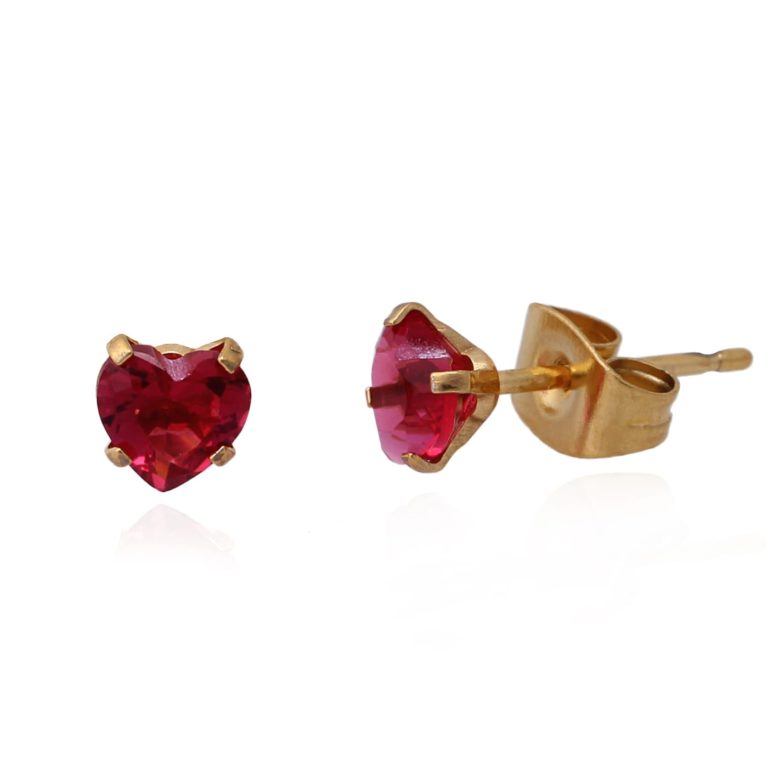 Surgical Steel Red Heart Studs - HK Jewels