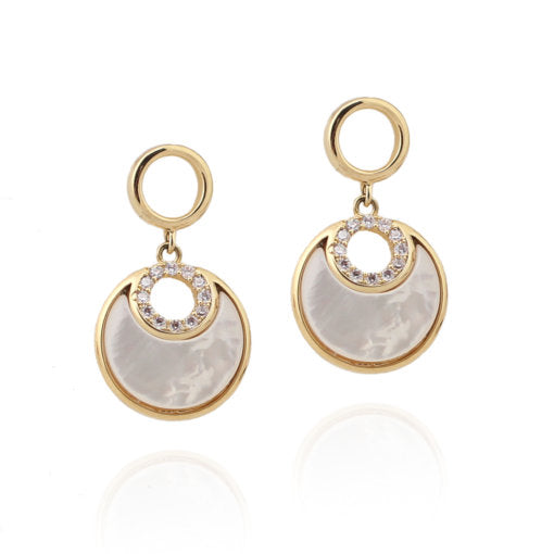 Round Mother of Pearl Dangle Earring - HK Jewels