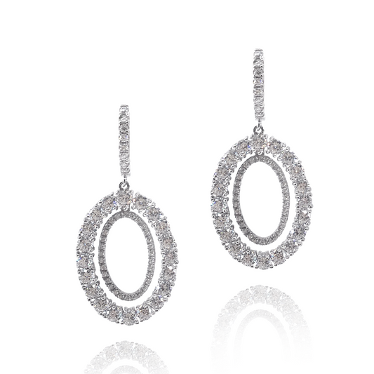 Sterling Silver Double Oval Earrings - HK Jewels