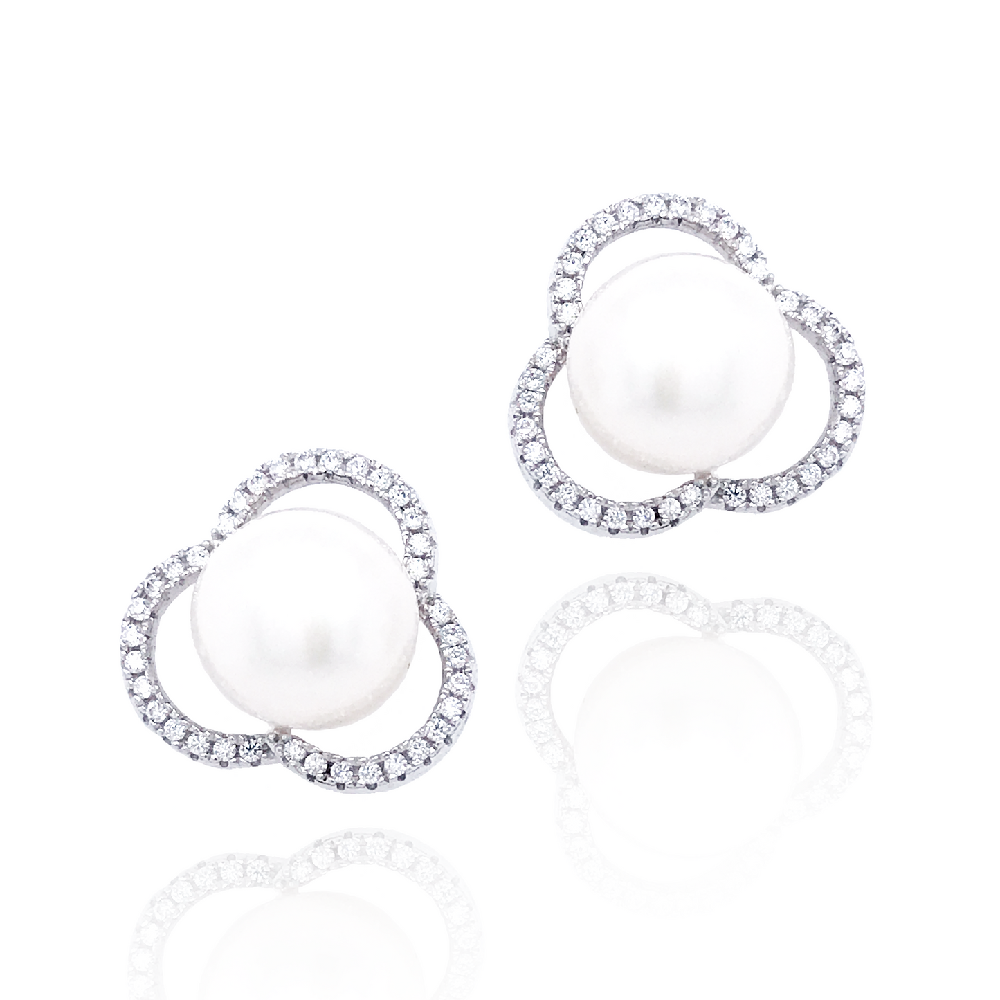 Sterling Silver Pearl Stud Earrings - HK Jewels